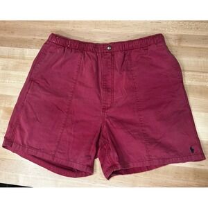 Polo Ralph Lauren Size XL (waist 32 in.) Red 100% Cotton Shorts, Stretchy Waist